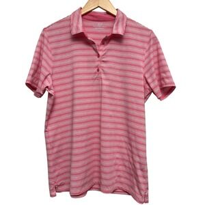 Vineyard Vines Mens Polo Shirt‎ Large Pink Stripe Short Sleeve Golf Performance